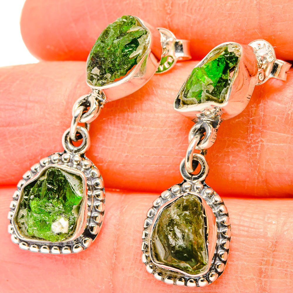 Chrome Diopside Earrings handcrafted by Anasilvercos - EARR431179