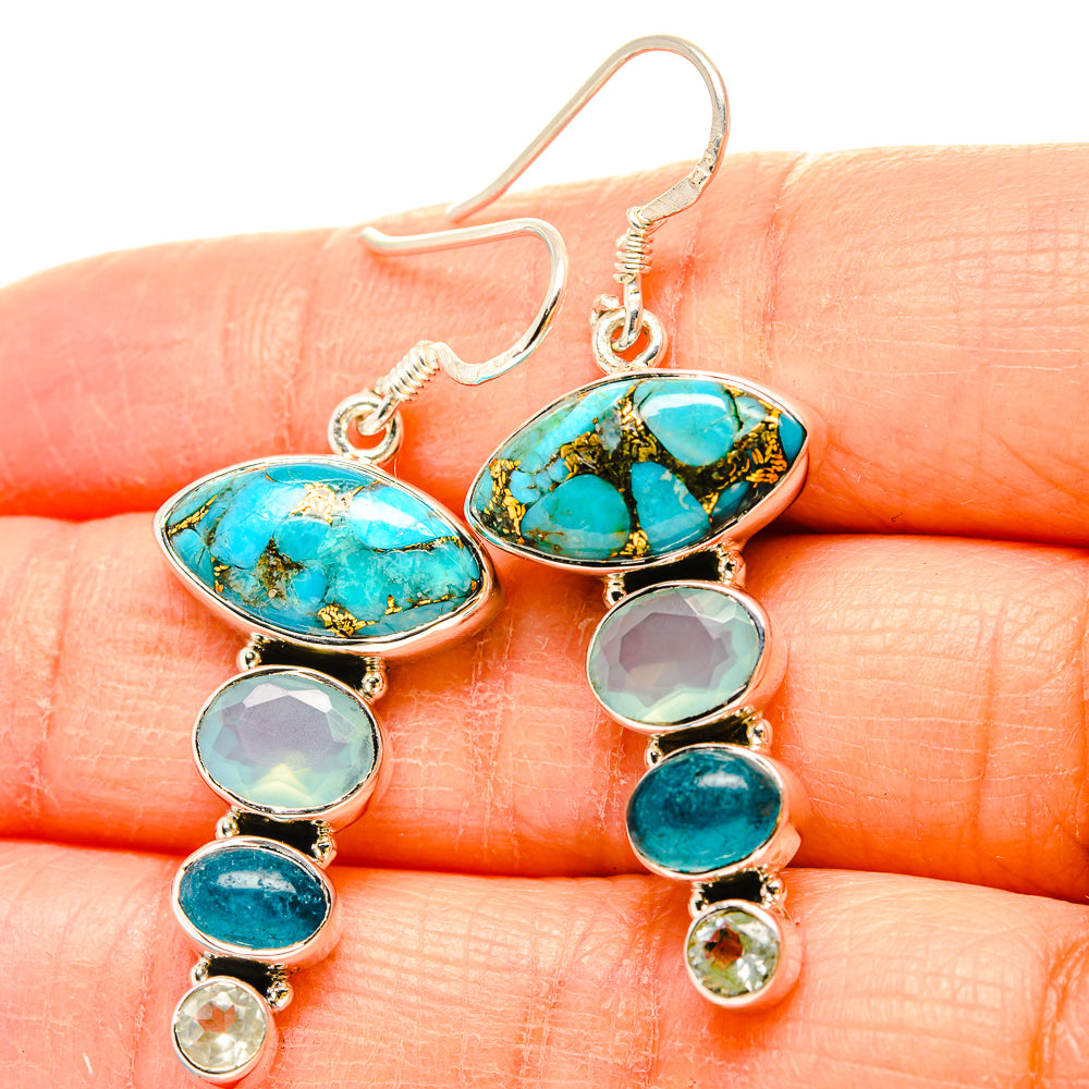 Blue Copper Composite Turquoise Earrings handcrafted by Anasilvercos - EARR431187