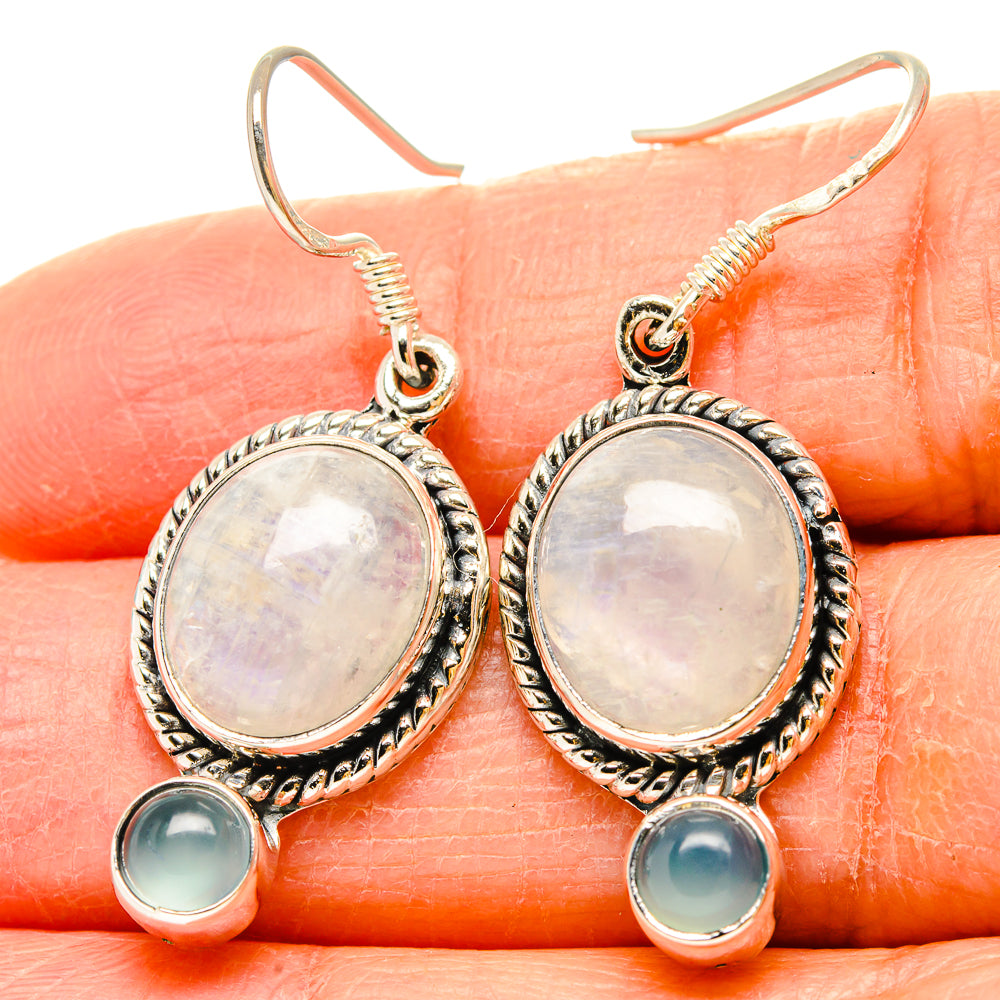 Rainbow Moonstone Earrings handcrafted by Anasilvercos - EARR431189