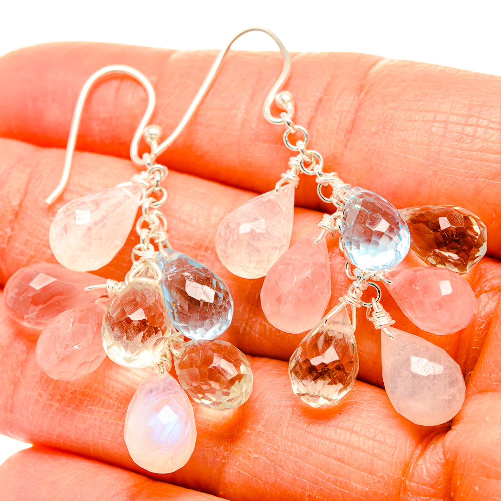 Rose Quartz Earrings handcrafted by Anasilvercos - EARR431215