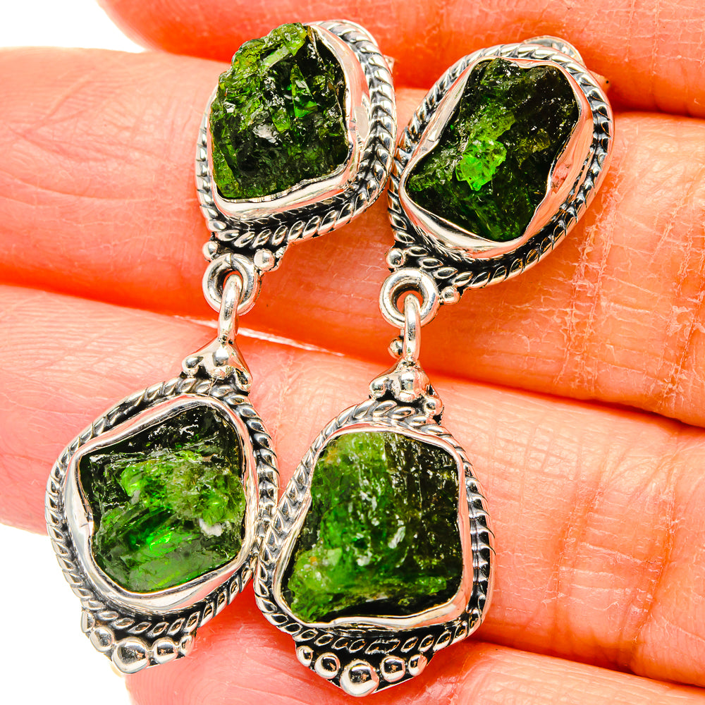 Chrome Diopside Earrings handcrafted by Anasilvercos - EARR431243