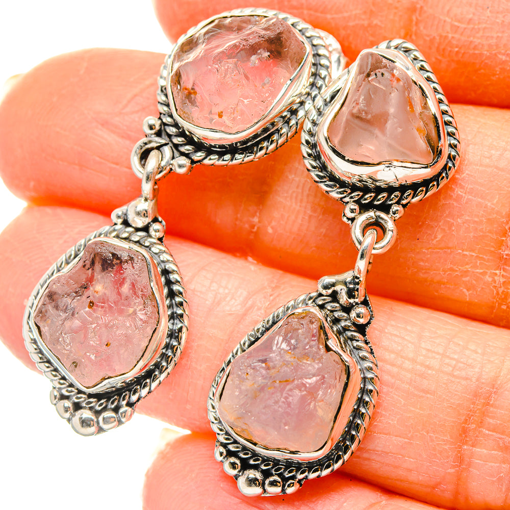 Rose Quartz Earrings handcrafted by Anasilvercos - EARR431244