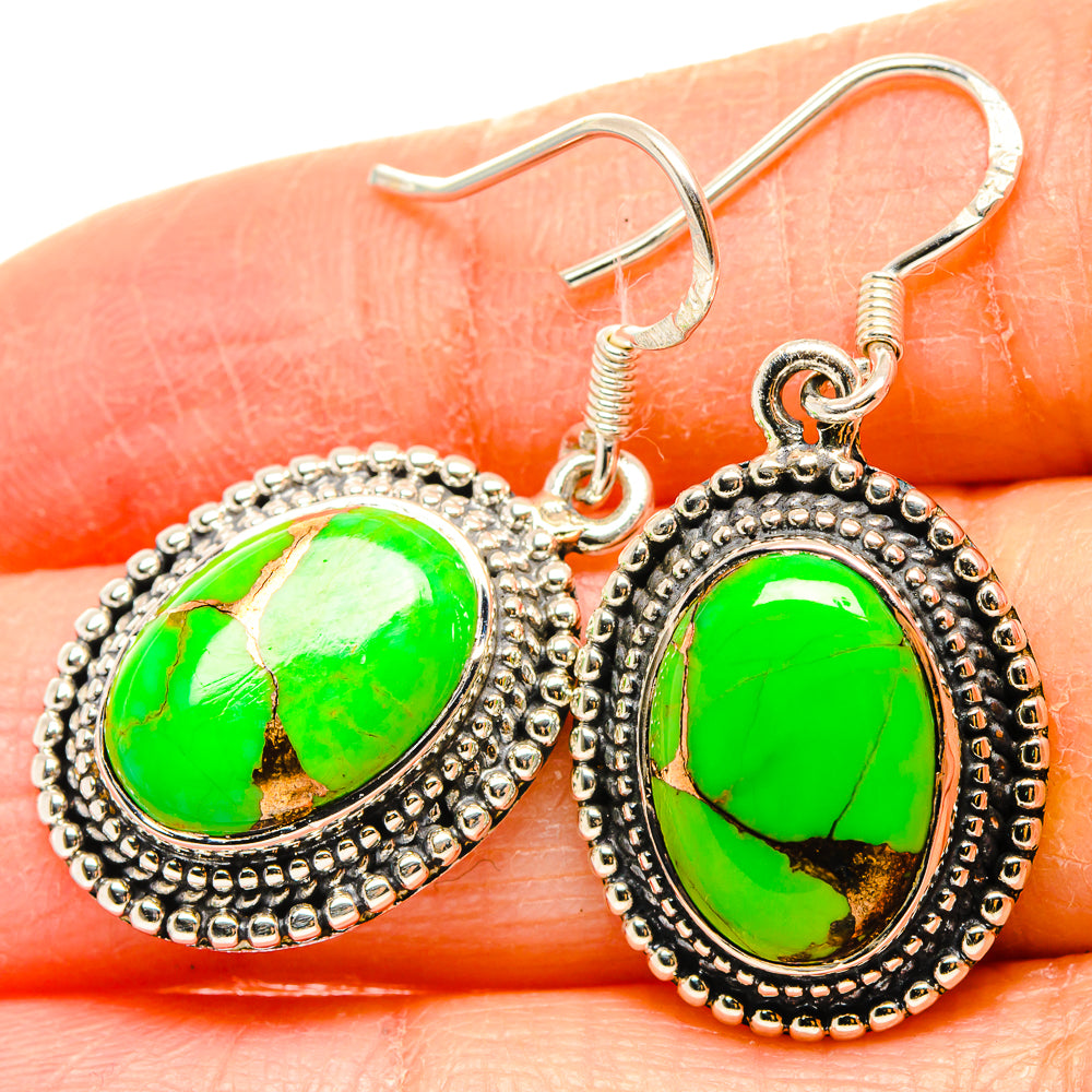 Green Copper Composite Turquoise Earrings handcrafted by Anasilvercos - EARR431245