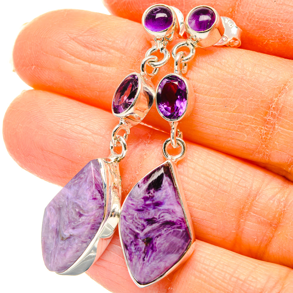Charoite Earrings handcrafted by Anasilvercos - EARR431250