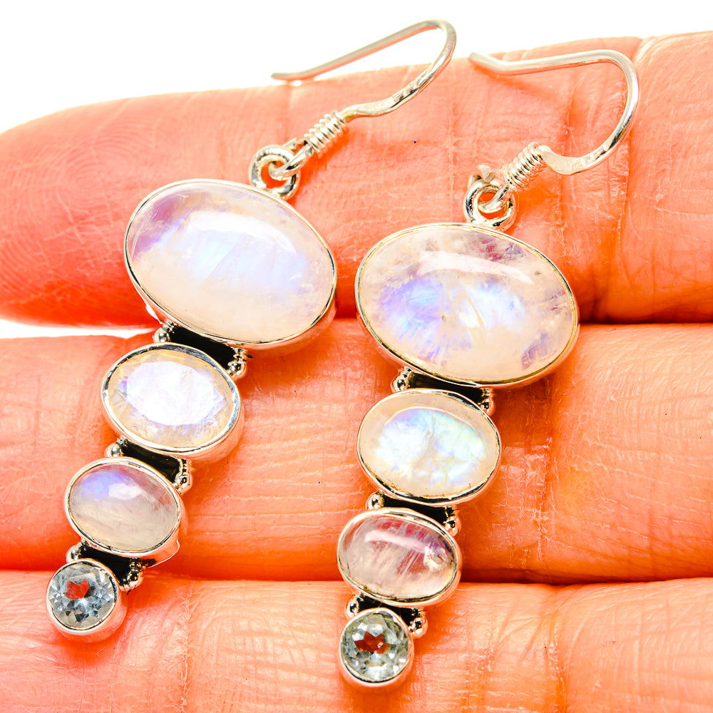 Rainbow Moonstone Earrings handcrafted by Anasilvercos - EARR431261