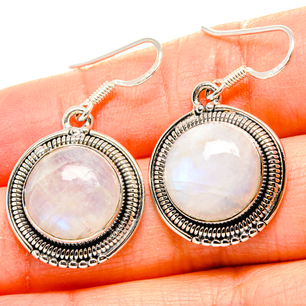 Rainbow Moonstone Earrings handcrafted by Anasilvercos - EARR431276