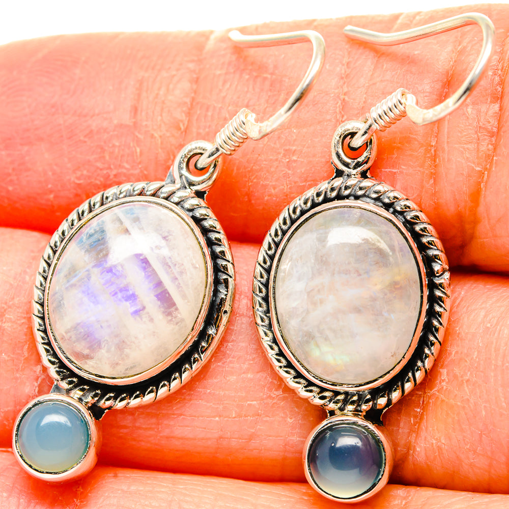 Rainbow Moonstone Earrings handcrafted by Anasilvercos - EARR431300