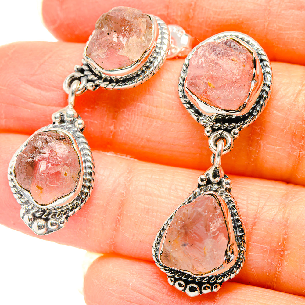 Rose Quartz Earrings handcrafted by Anasilvercos - EARR431307