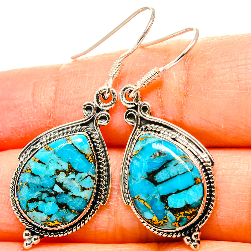 Blue Copper Composite Turquoise Earrings handcrafted by Anasilvercos - EARR431309