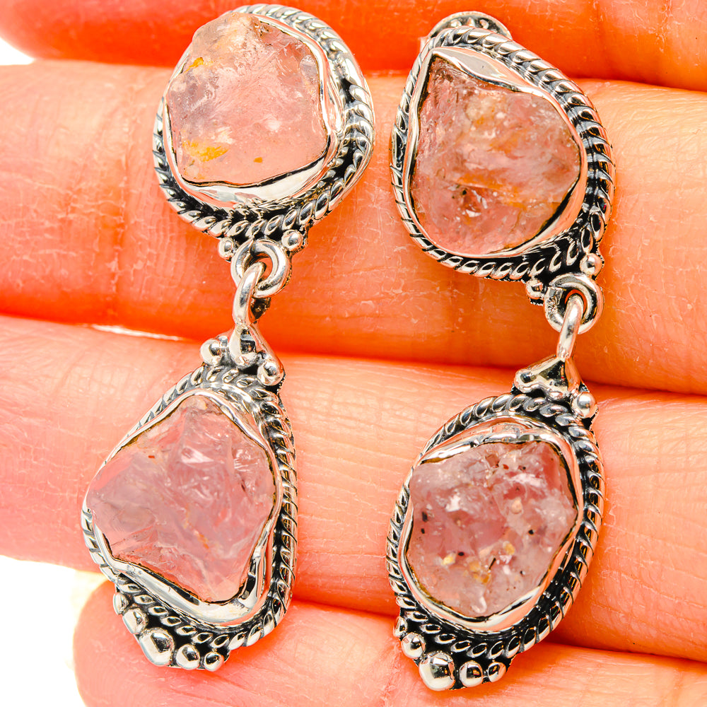 Rose Quartz Earrings handcrafted by Anasilvercos - EARR431313