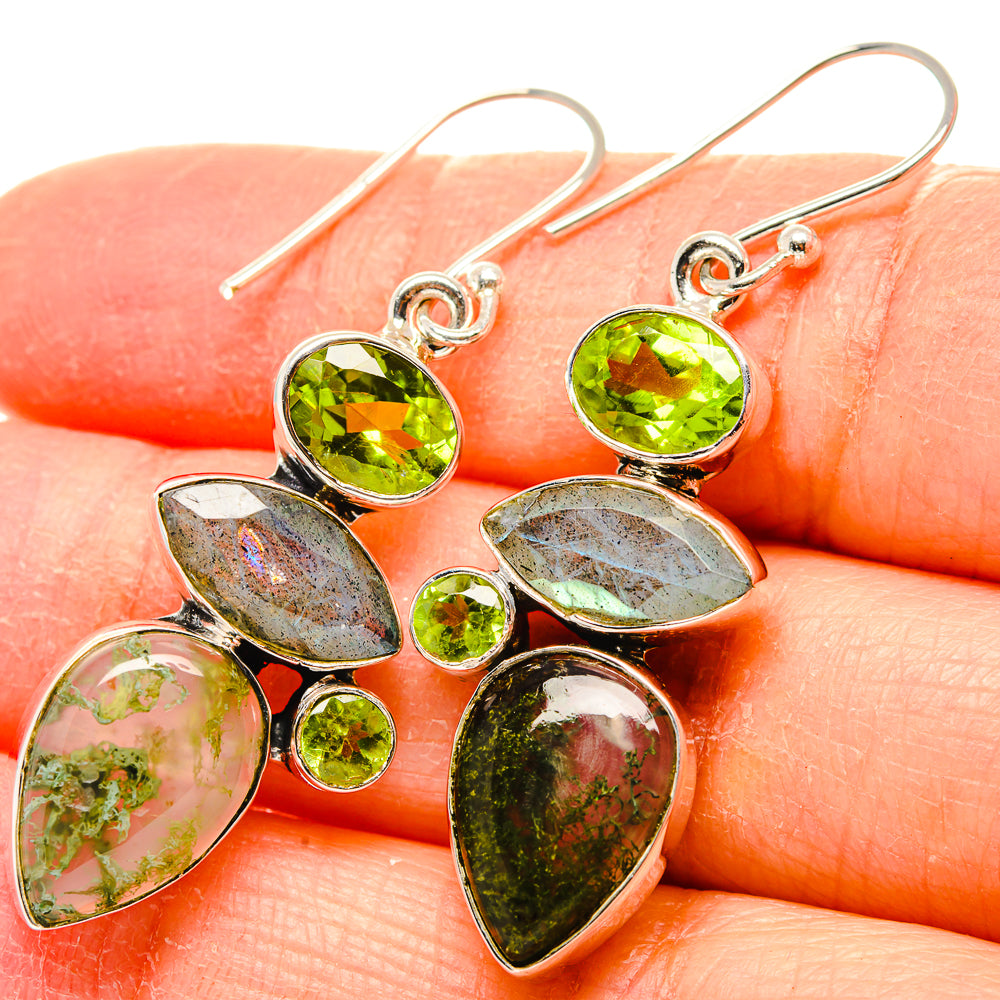 Green Moss Agate Earrings handcrafted by Anasilvercos - EARR431315