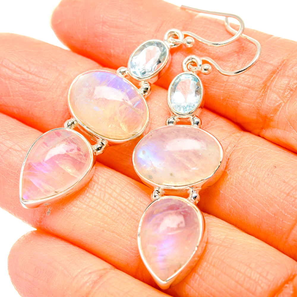 Rainbow Moonstone Earrings handcrafted by Anasilvercos - EARR431337
