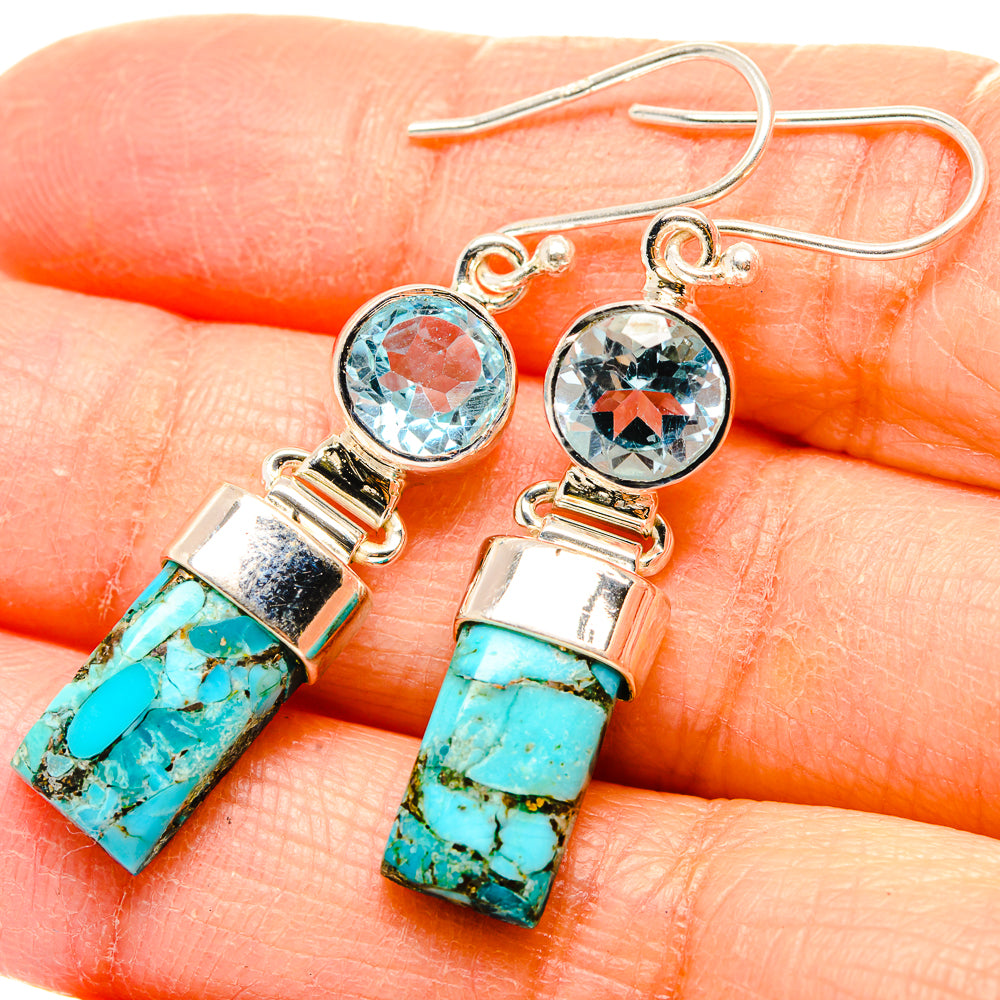 Blue Copper Composite Turquoise Earrings handcrafted by Anasilvercos - EARR431349