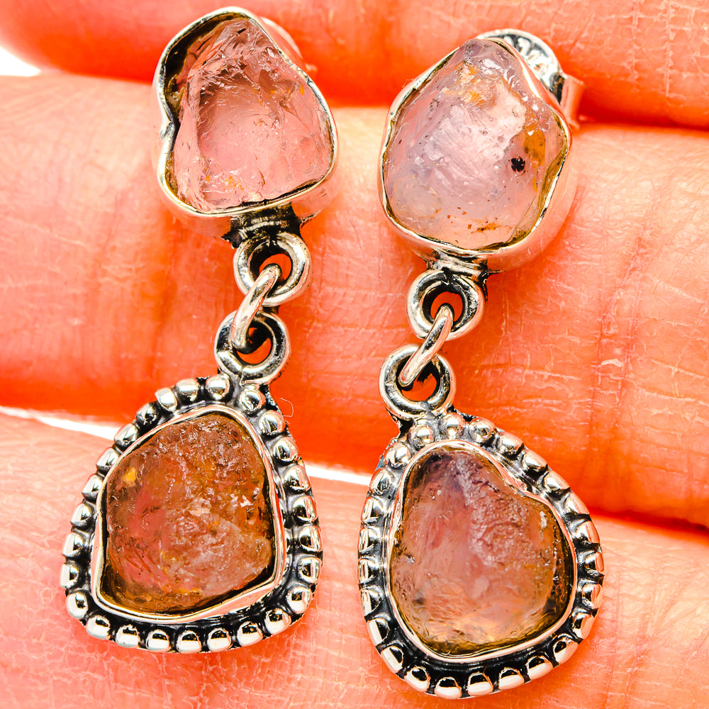 Rose Quartz Earrings handcrafted by Anasilvercos - EARR431350