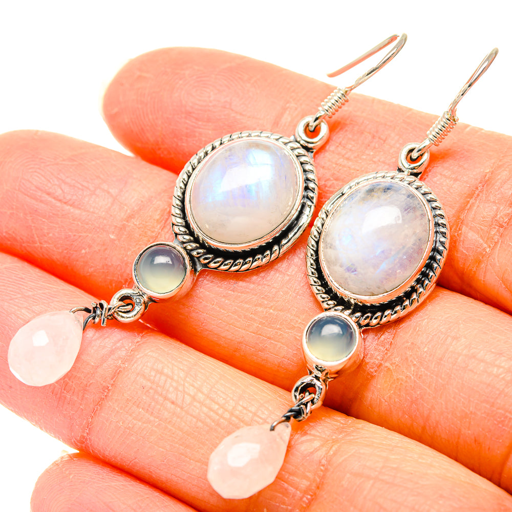 Rainbow Moonstone Earrings handcrafted by Anasilvercos - EARR431353