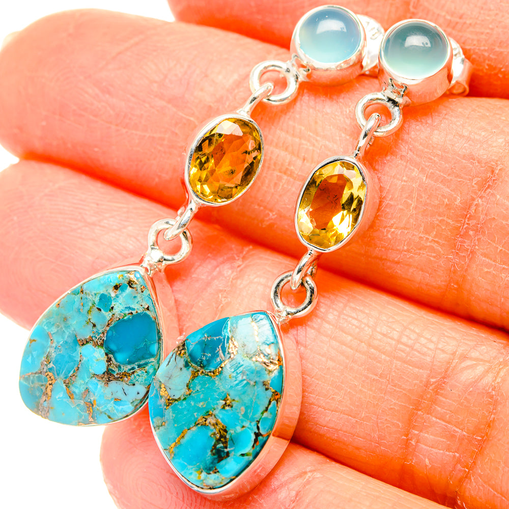 Blue Copper Composite Turquoise Earrings handcrafted by Anasilvercos - EARR431366