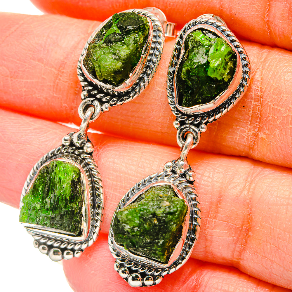 Chrome Diopside Earrings handcrafted by Anasilvercos - EARR431373
