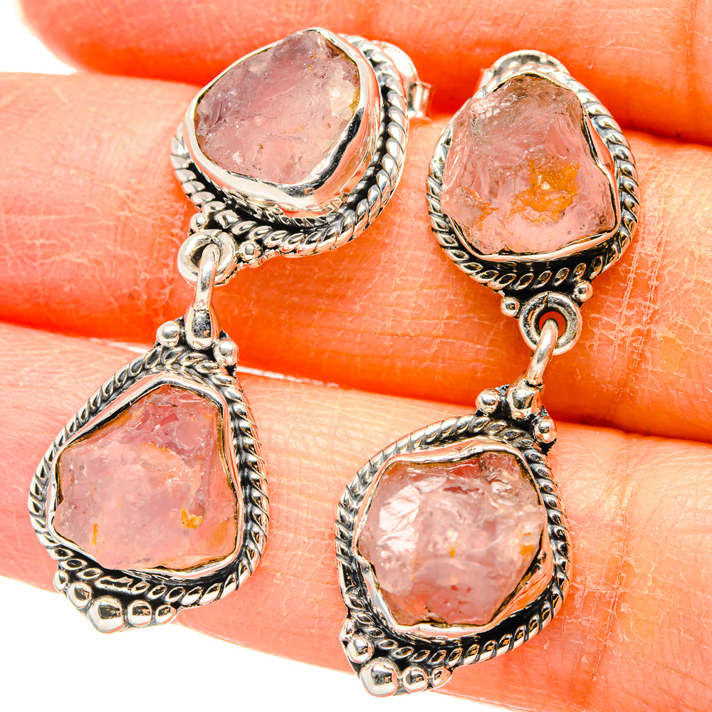 Rose Quartz Earrings handcrafted by Anasilvercos - EARR431382