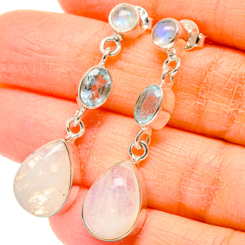 Rainbow Moonstone Earrings handcrafted by Anasilvercos - EARR431392