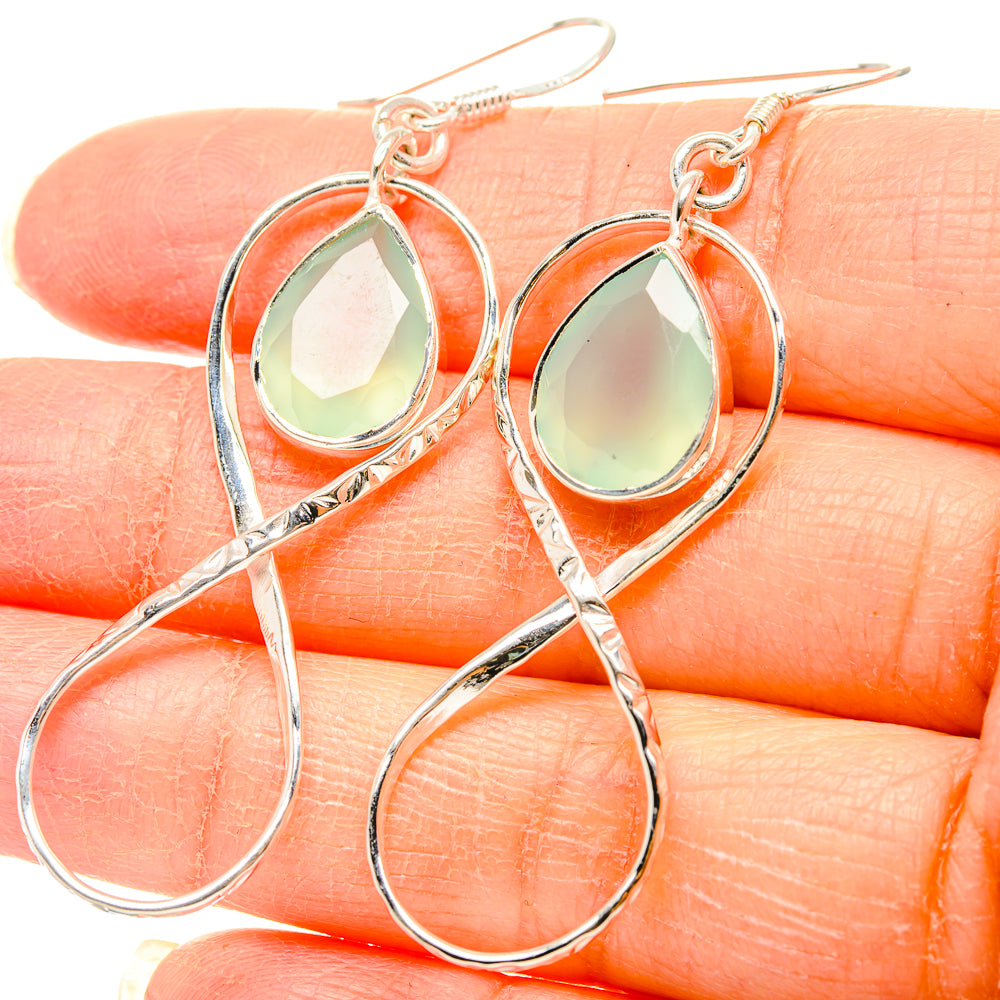 Aqua Chalcedony Earrings handcrafted by Anasilvercos - EARR431407