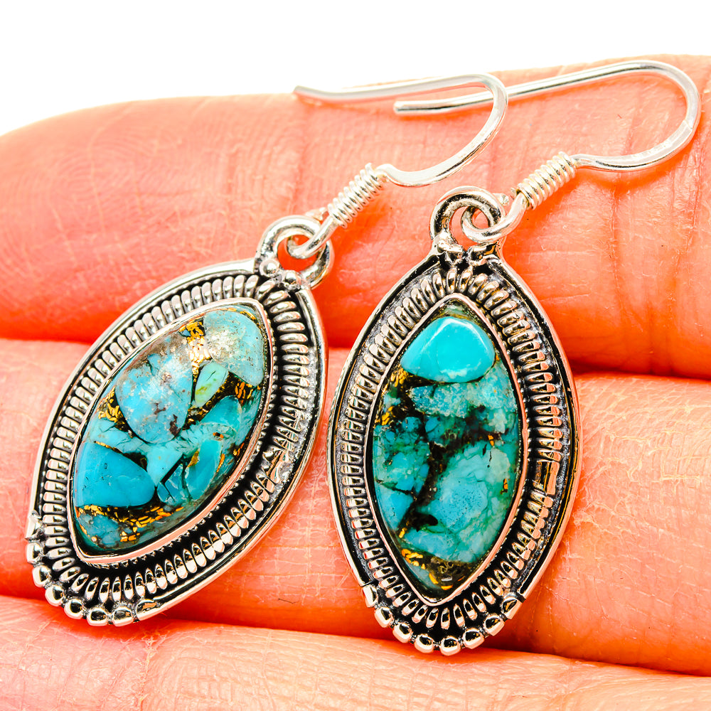 Blue Copper Composite Turquoise Earrings handcrafted by Anasilvercos - EARR431411