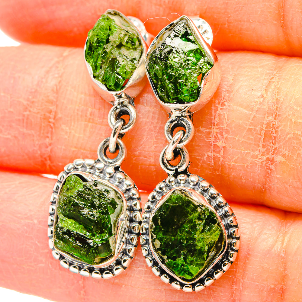 Chrome Diopside Earrings handcrafted by Anasilvercos - EARR431414