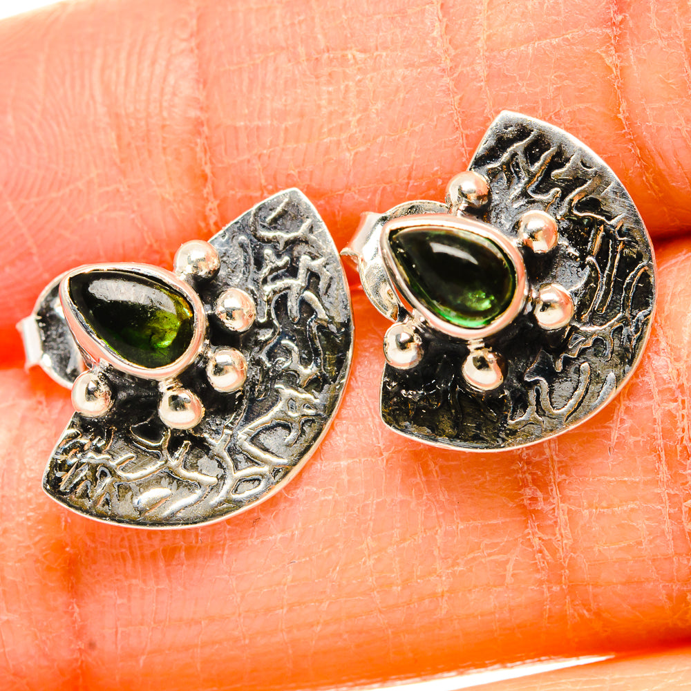Green Tourmaline Earrings handcrafted by Anasilvercos - EARR431419