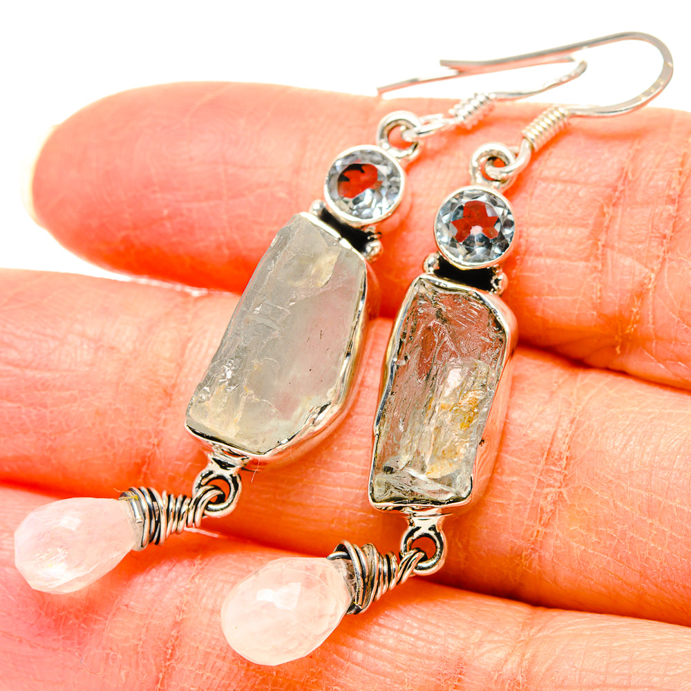 Aquamarine, Blue Topaz, Rainbow Moonstone Earrings handcrafted by Anasilvercos - EARR431425