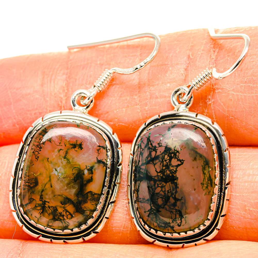 Green Moss Agate Earrings handcrafted by Anasilvercos - EARR431428