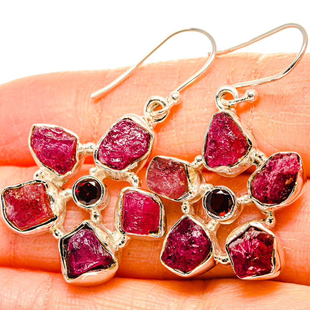 Pink Tourmaline, Garnet Earrings handcrafted by Anasilvercos - EARR431430