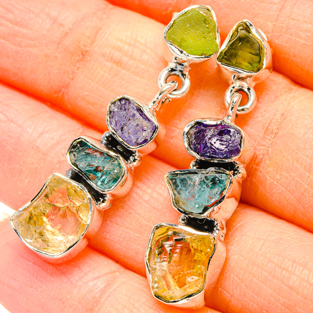 Citrine, Aquamarine, Tanzanite, Peridot Earrings handcrafted by Anasilvercos - EARR431433
