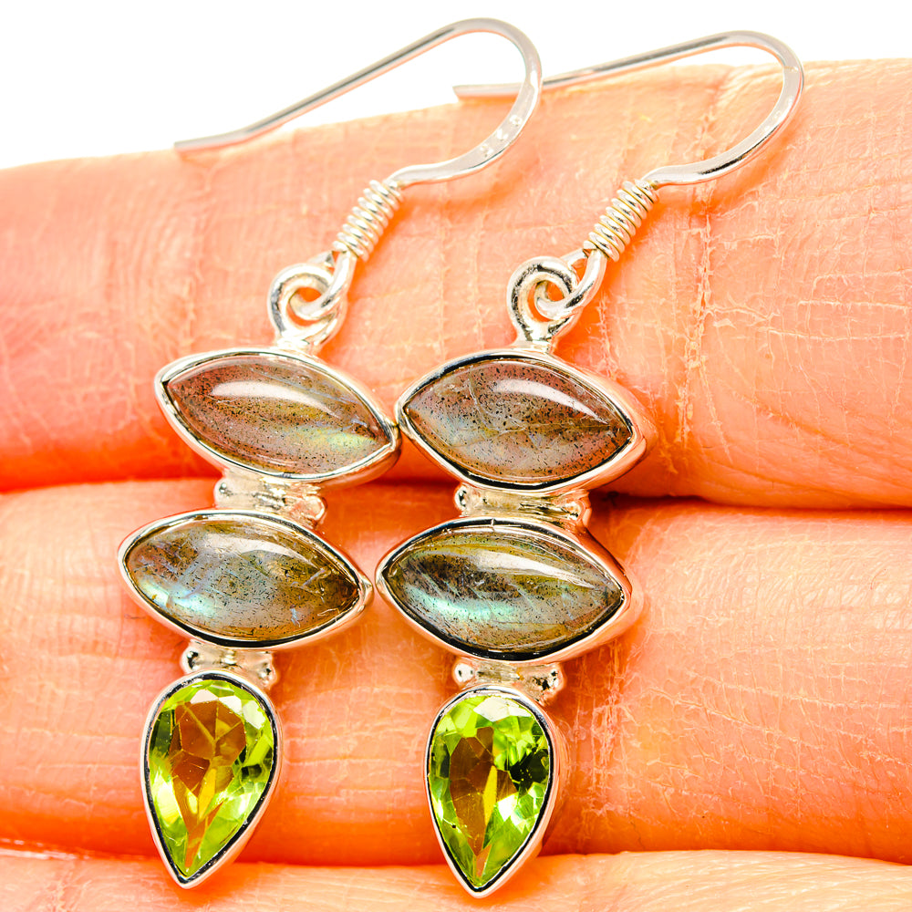 Labradorite, Peridot Earrings handcrafted by Anasilvercos - EARR431435