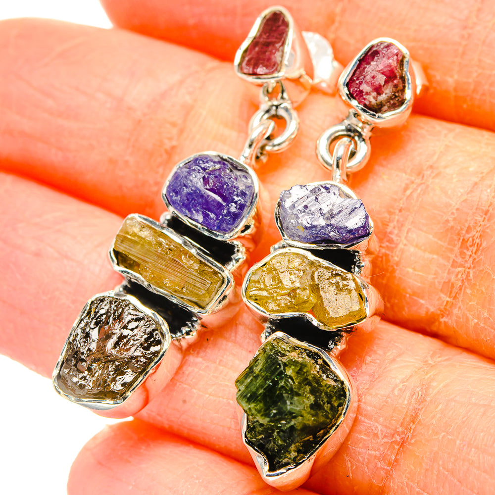 Green Tourmaline, Citrine, Tanzanite, Pink Tourmaline Earrings handcrafted by Anasilvercos - EARR431439