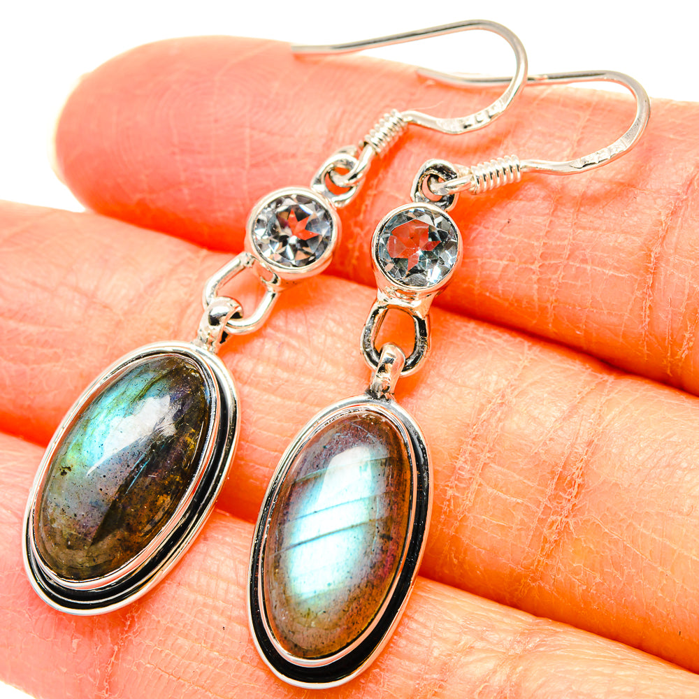Labradorite, Blue Topaz Earrings handcrafted by Anasilvercos - EARR431444