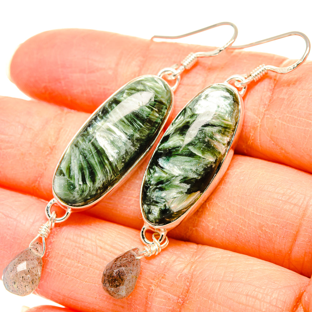 Seraphinite, Labradorite Earrings handcrafted by Anasilvercos - EARR431456