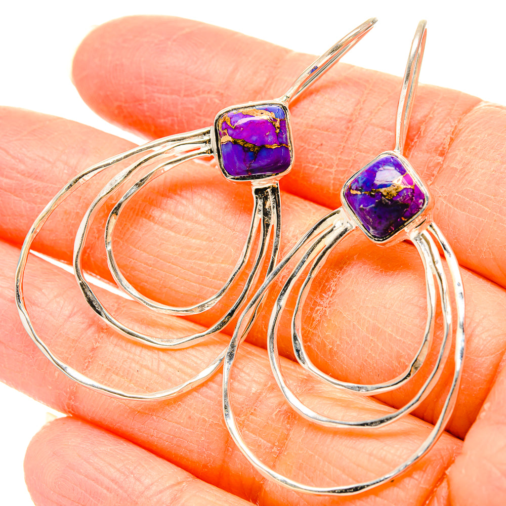 Purple Copper Composite Turquoise Earrings handcrafted by Anasilvercos - EARR431462