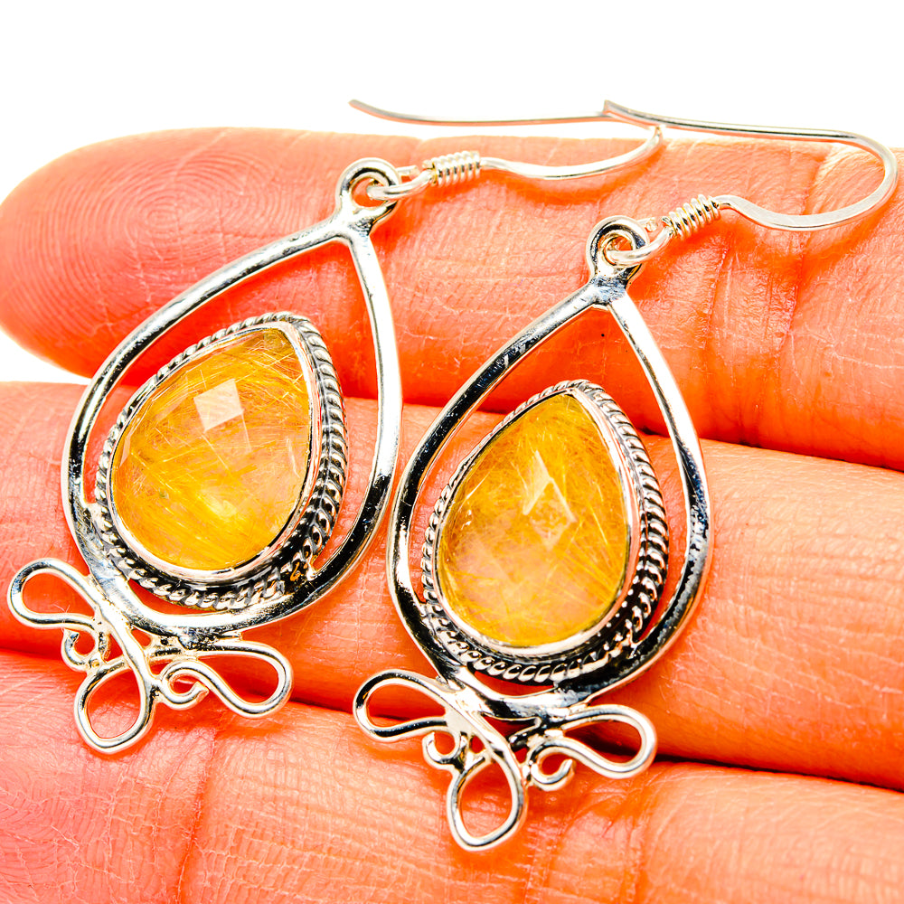 Rutilated Quartz Earrings handcrafted by Anasilvercos - EARR431520