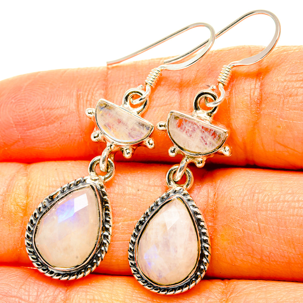Rainbow Moonstone Earrings handcrafted by Anasilvercos - EARR431526
