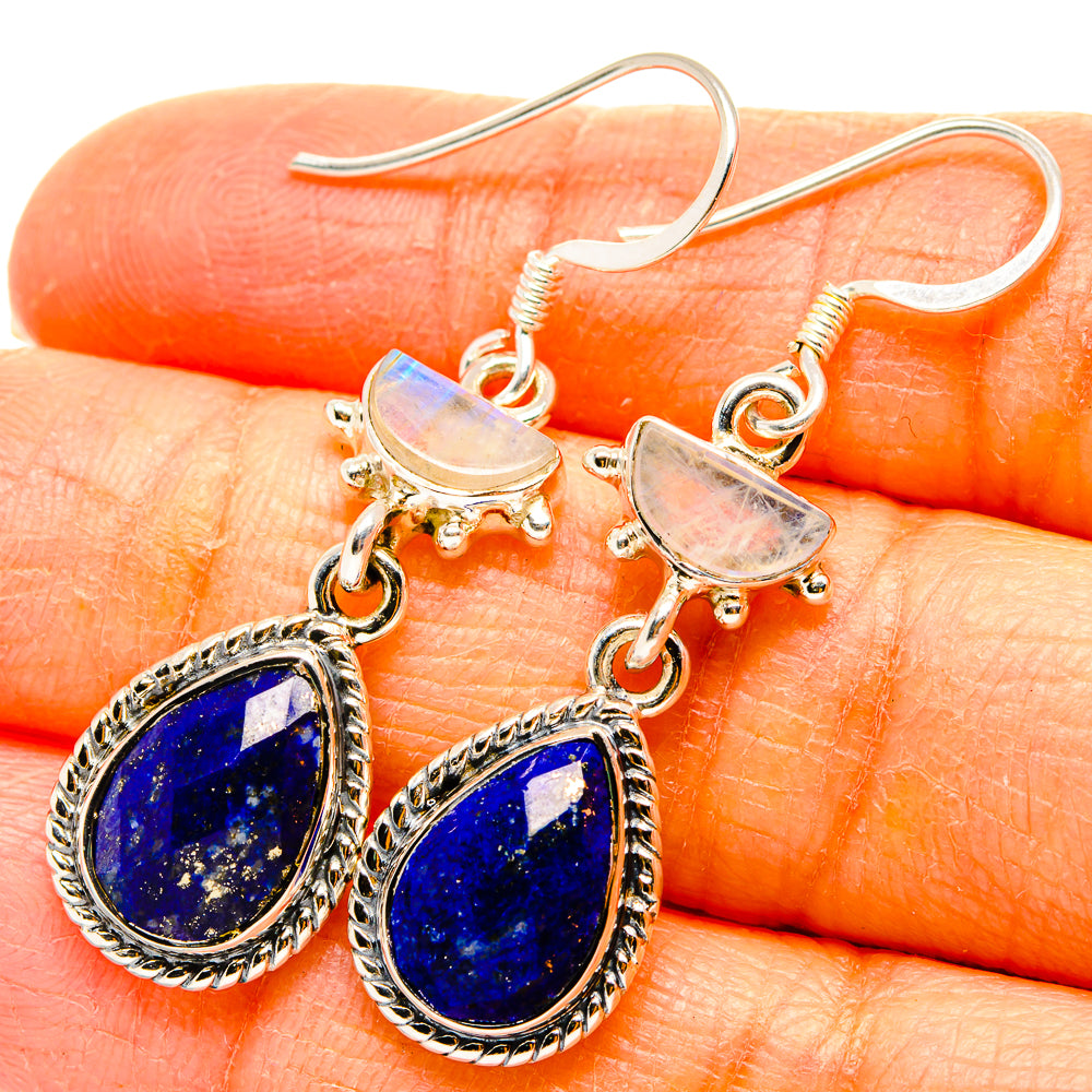 Lapis Lazuli, Rainbow Moonstone Earrings handcrafted by Anasilvercos - EARR431534
