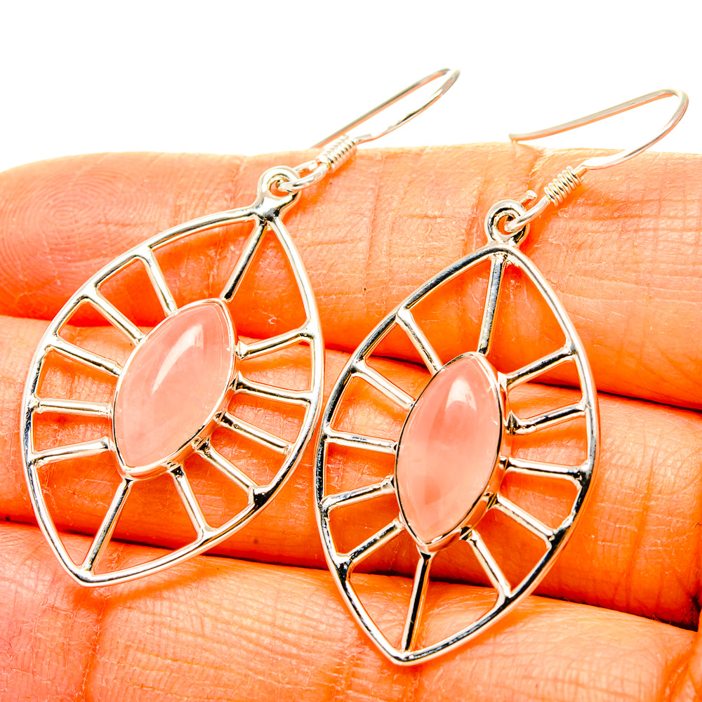 Rose Quartz Earrings handcrafted by Anasilvercos - EARR431543