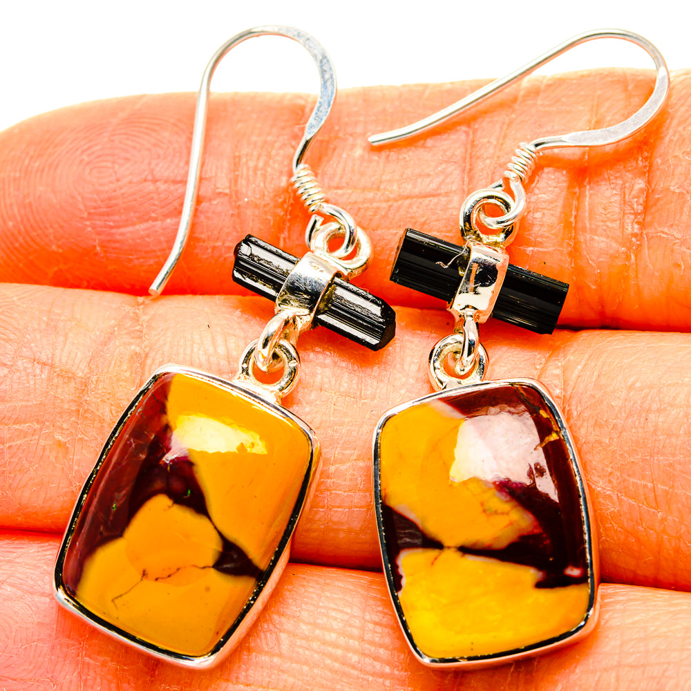 Mookaite, Black Onyx Earrings handcrafted by Anasilvercos - EARR431545