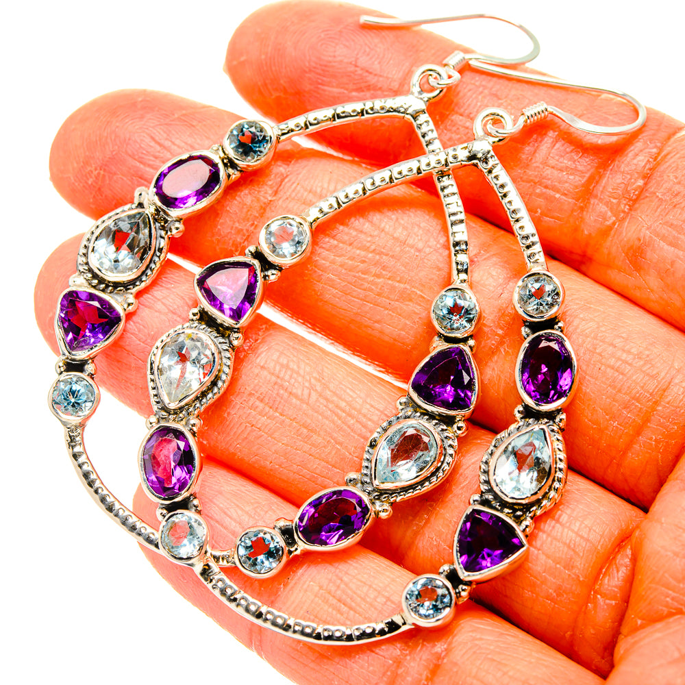 Amethyst, Blue Topaz Earrings handcrafted by Anasilvercos - EARR431557