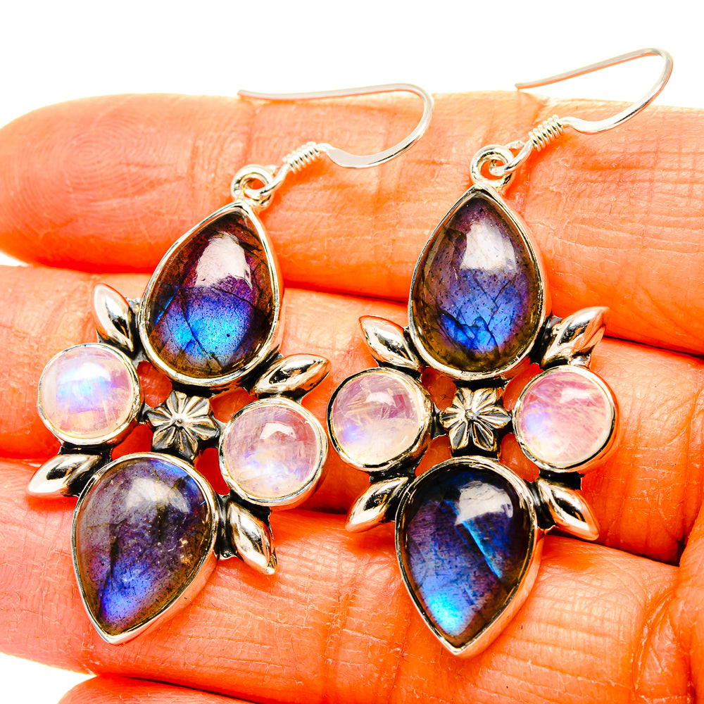 Labradorite, Rainbow Moonstone Earrings handcrafted by Anasilvercos - EARR431561