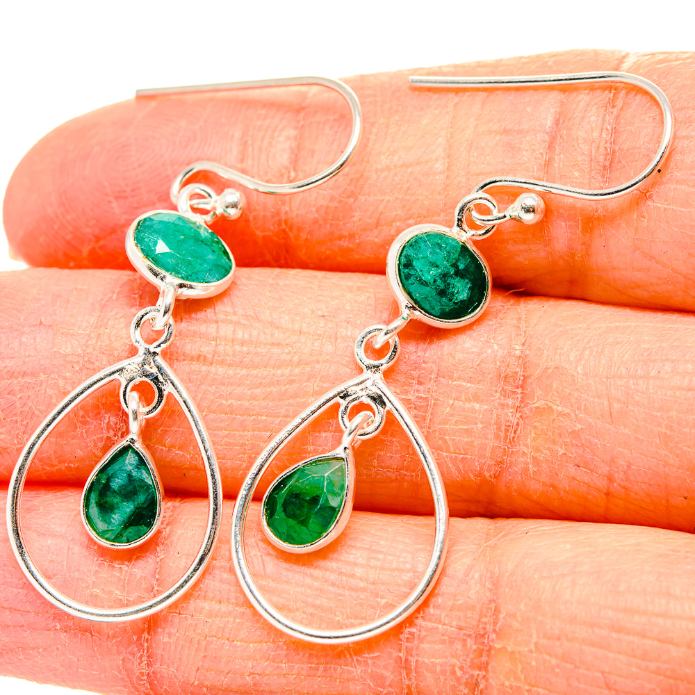 Emerald Earrings handcrafted by Anasilvercos - EARR431582