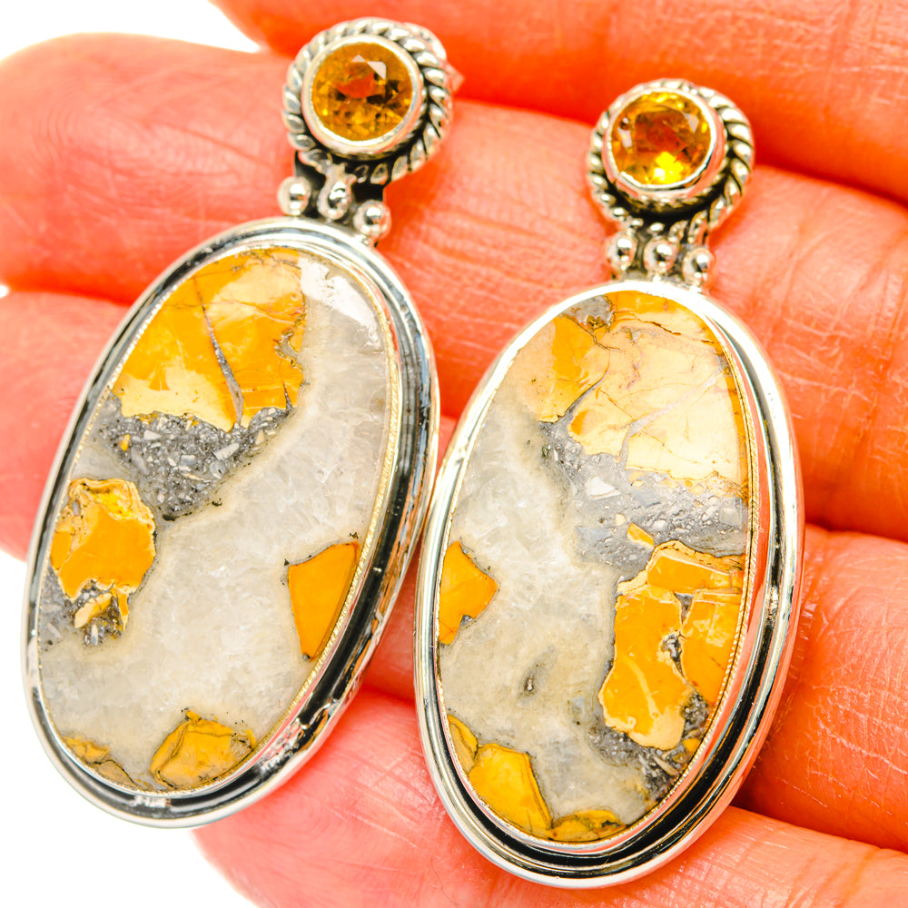 Brecciated Mookaite, Citrine Earrings handcrafted by Anasilvercos - EARR428553