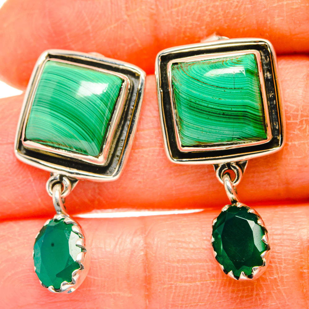 Malachite, Green Onyx Earrings handcrafted by Anasilvercos - EARR428559