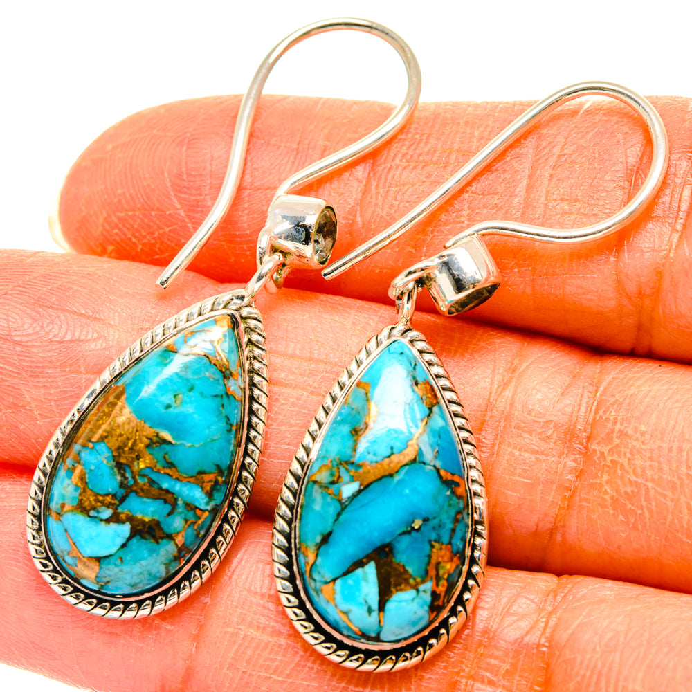 Blue Copper Composite Turquoise Earrings handcrafted by Anasilvercos - EARR428565