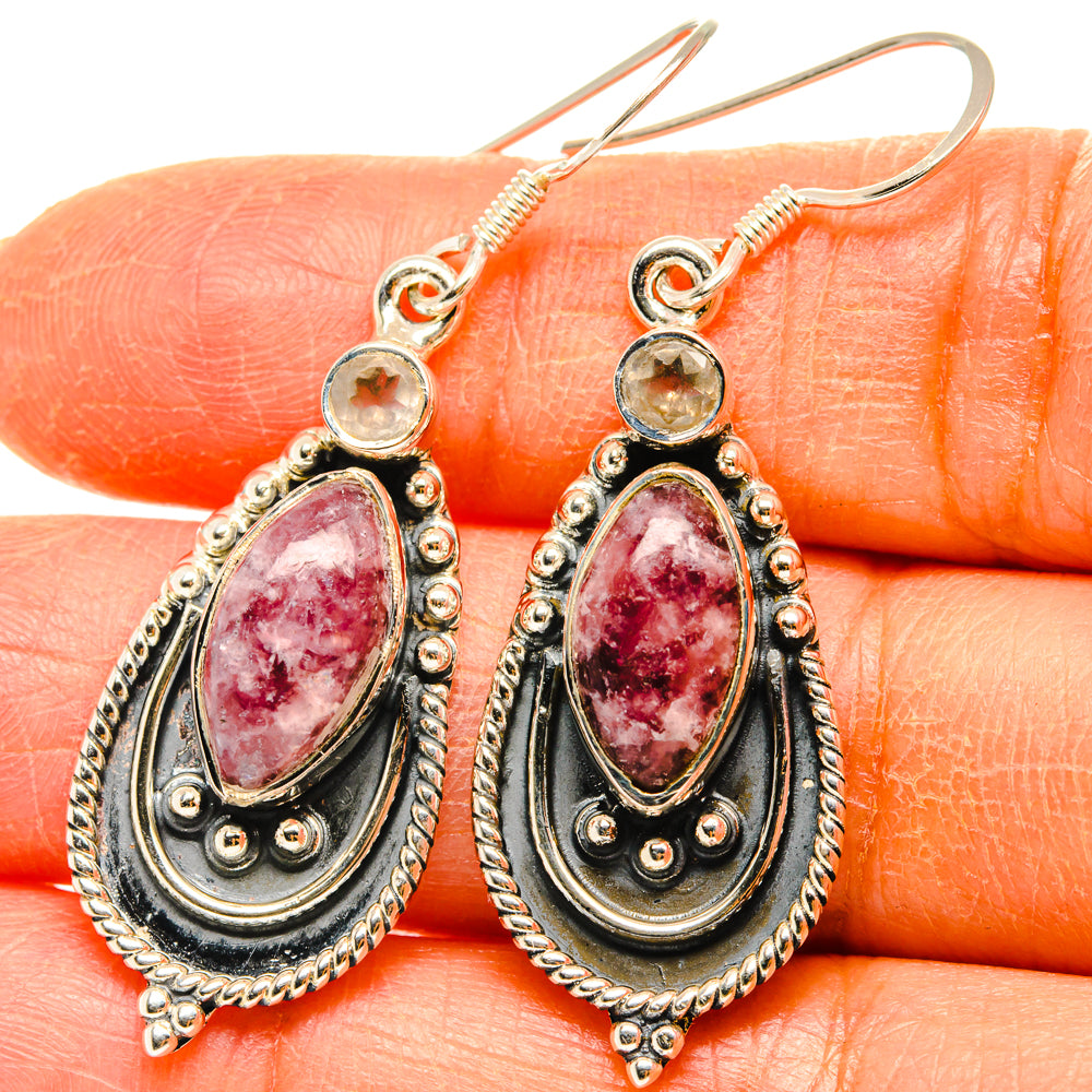 Lepidolite, White Quartz Earrings handcrafted by Anasilvercos - EARR428570