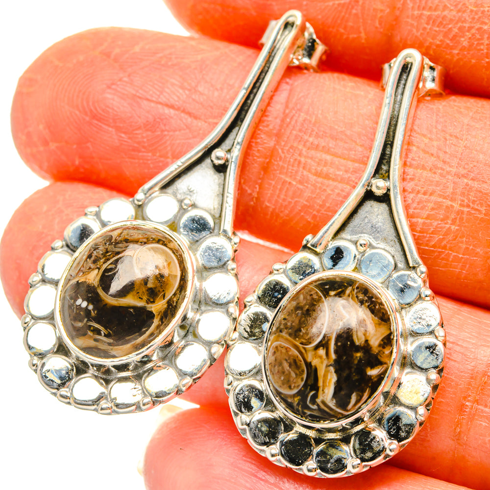 Turritella Agate Earrings handcrafted by Anasilvercos - EARR428574