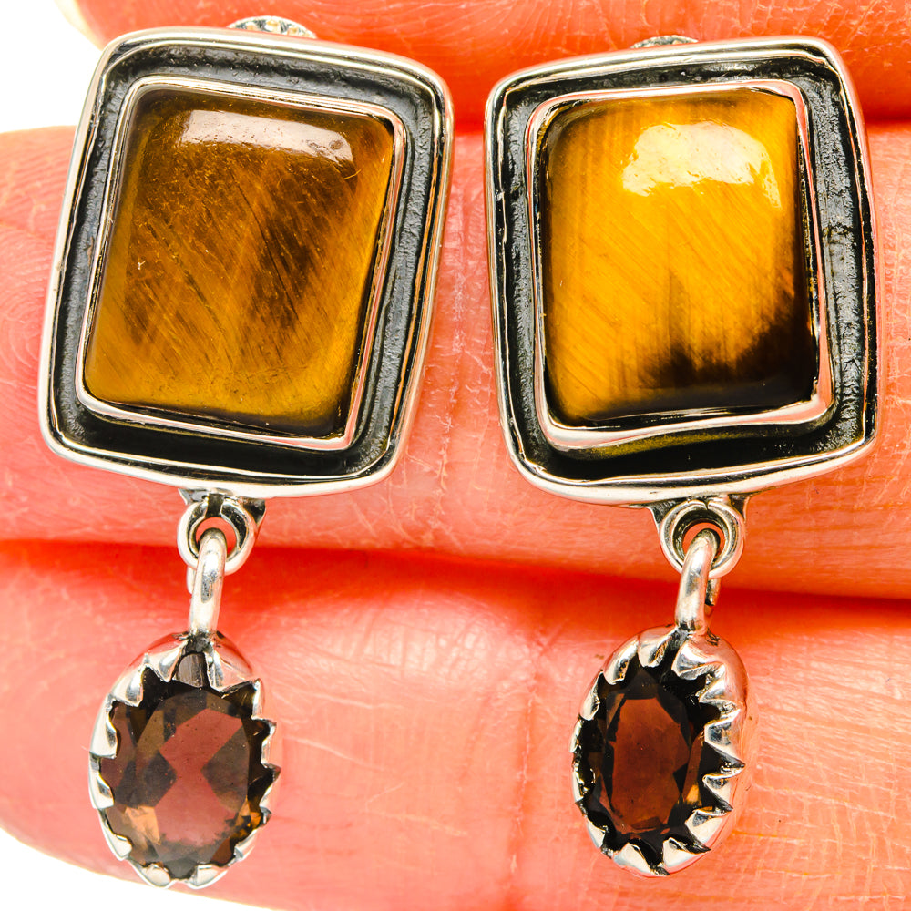 Tiger Eye, Smoky Quartz Earrings handcrafted by Anasilvercos - EARR428581
